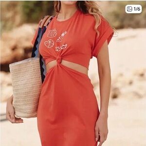 Anthropologie Celandine twist front t-shirt dress with back cutout, NWT XS